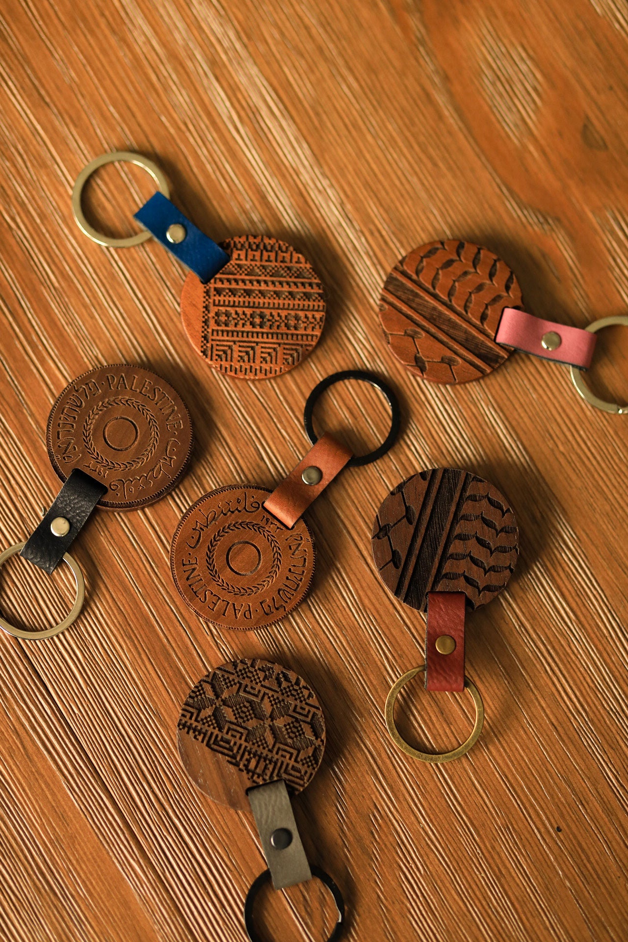 Engraved Pattern Wood Keychain