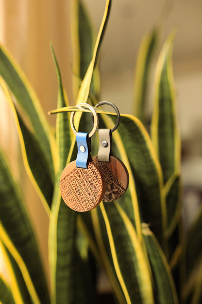 Engraved Pattern Wood Keychain