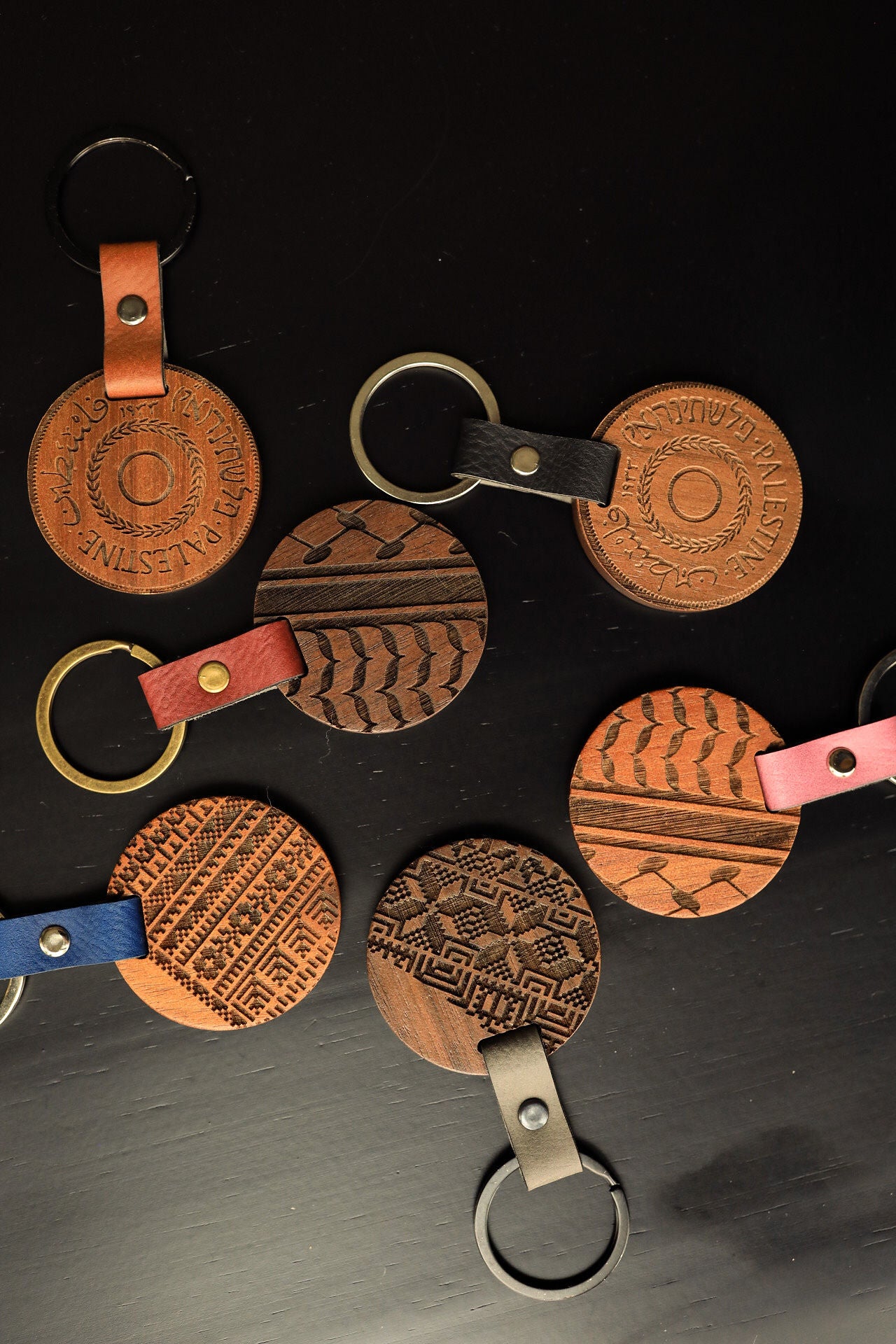 Engraved Pattern Wood Keychain