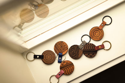 Engraved Pattern Wood Keychain